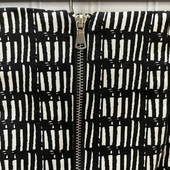 Adrianna Papell Geometric Black White Exposed Zip Lined Pencil Straight Skirt-6 - Picture 3 of 10
